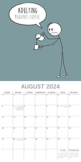 The Scary Reality of Adulting - 2024 Square Wall Calendar 16 Months Planner Gift - Top-Down View