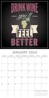 Wine Signs - 2024 Square Wall Calendar 16 Months Planner Christmas New Year Gift - Side View