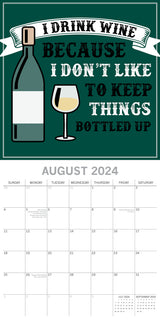 Wine Signs - 2024 Square Wall Calendar 16 Months Planner Christmas New Year Gift - Top-Down View