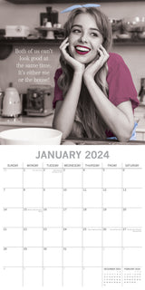 Women's Wit - 2024 Square Wall Calendar 16 Month Planner Christmas New Year Gift - Side View