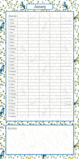 Birdsong Family Organiser - 2024 Square Wall Calendar 16 Months School Planner - Side View