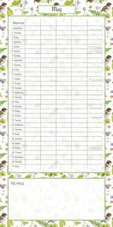 Birdsong Family Organiser - 2024 Square Wall Calendar 16 Months School Planner - Top-Down View