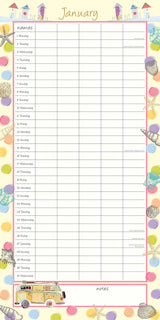 By the Sea Family Organiser - 2024 Square Wall Calendar 16 Months School Planner