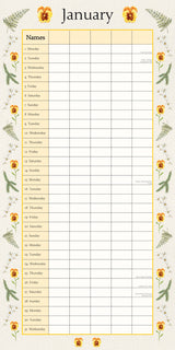 Floral Family Organiser 2024 Square Wall Calendar 16 Month School Flower Planner