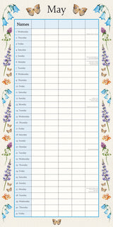 Floral Family Organiser 2024 Square Wall Calendar 16 Month School Flower Planner - Top-Down View
