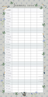 Garden Organiser - 2024 Square Wall Calendar 16 Months School Floral Planner