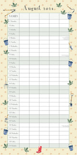 Garden Organiser - 2024 Square Wall Calendar 16 Months School Floral Planner - 45-Degree Angle