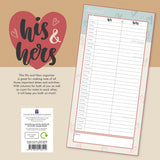 His & Hers Organiser - 2024 Square Wall Calendar 16 Months Planner New Year Gift - Front View