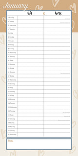 His & Hers Organiser - 2024 Square Wall Calendar 16 Months Planner New Year Gift - Side View