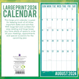 Large Print Calendar 2024 Square Wall Calendar 16 Months School Planner New Year - Front View