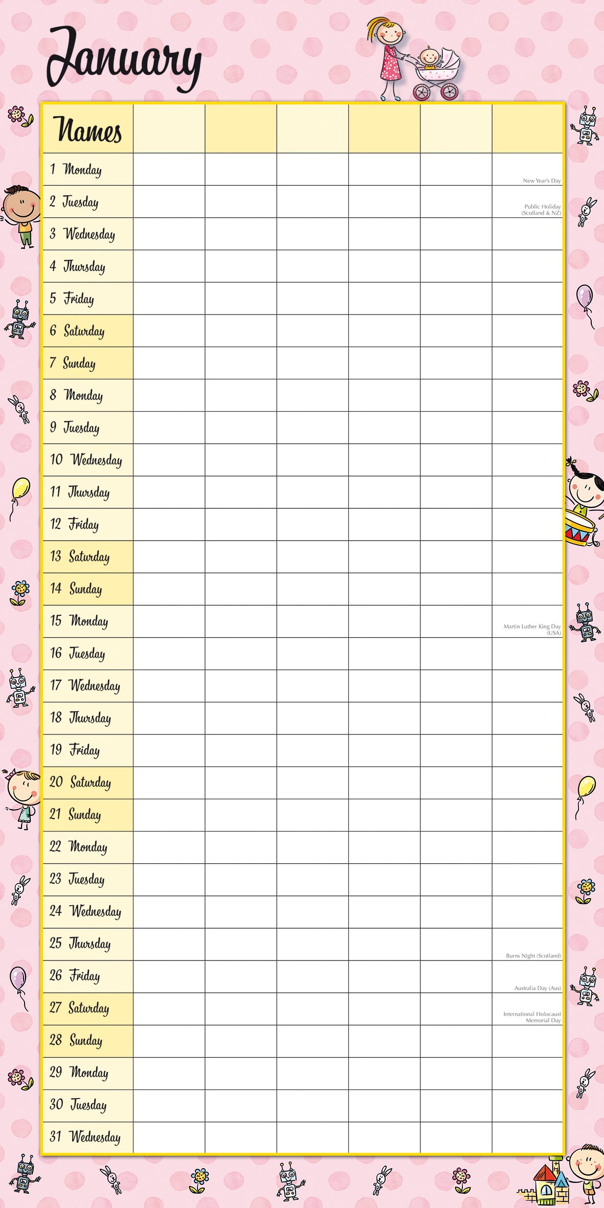 Mum's Busy Day 2024 Square Wall Calendar 16 Months School Planner New Year Gift