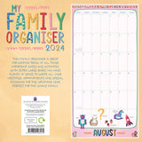 My Family Organiser Unicorn - 2024 Square Wall Calendar 16 Months School Planner - Front View