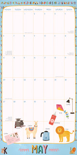 My Family Organiser Unicorn - 2024 Square Wall Calendar 16 Months School Planner - Top-Down View