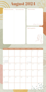 Wellness Planner - 2024 Square Wall Calendar 16 Months Health Mindset Planner - Top-Down View