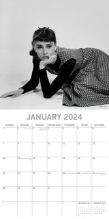 Audrey Hepburn - 2024 Square Wall Calendar 16 Months Planner Xmas New Year Gift - Side View