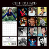 Cliff Richard 2024 Square Wall Calendar 16 Month Planner Christmas New Year Gift - Front View