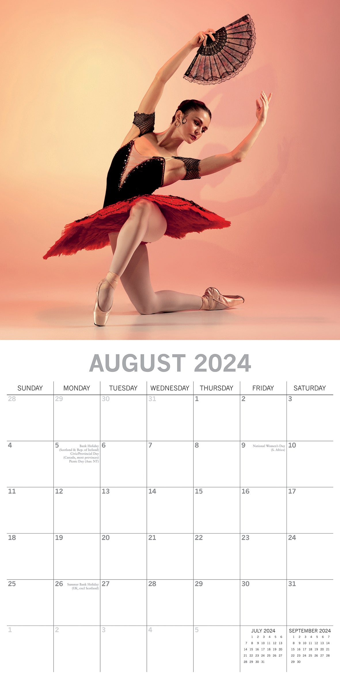 Ballet - 2024 Square Wall Calendar 16 Months Lifestyle Dancing Planner New Year