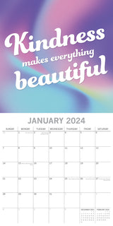 Be Kind - 2024 Square Wall Calendar 16 Months Lifestyle Planner New Year Gift - Side View