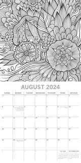 Colouring Calendar - 2024 Square Wall Calendar 16 Months Lifestyle Planner Gift