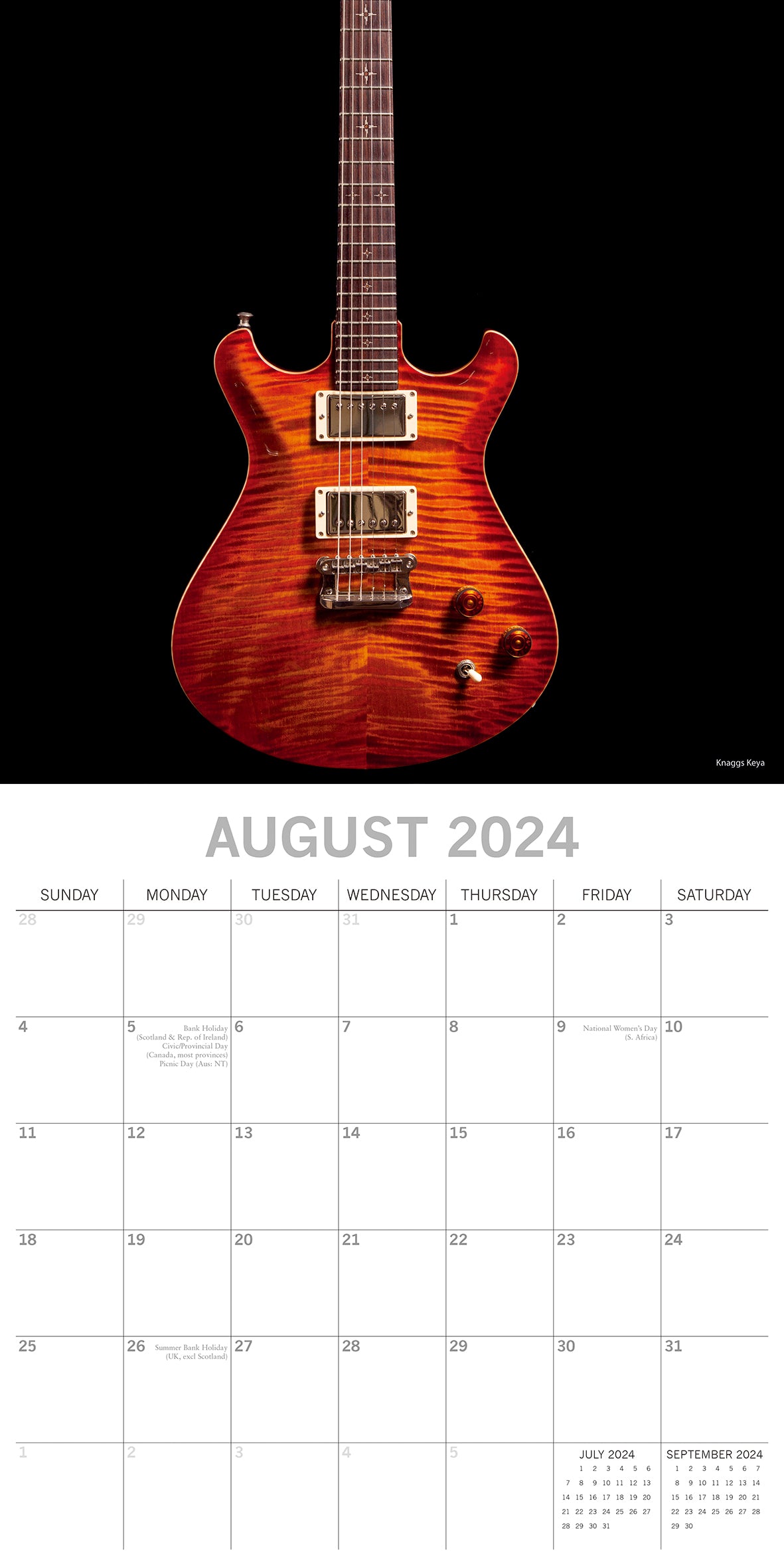 Iconic Guitars - 2024 Square Wall Calendar 16 Months Lifestyle Planner New Year