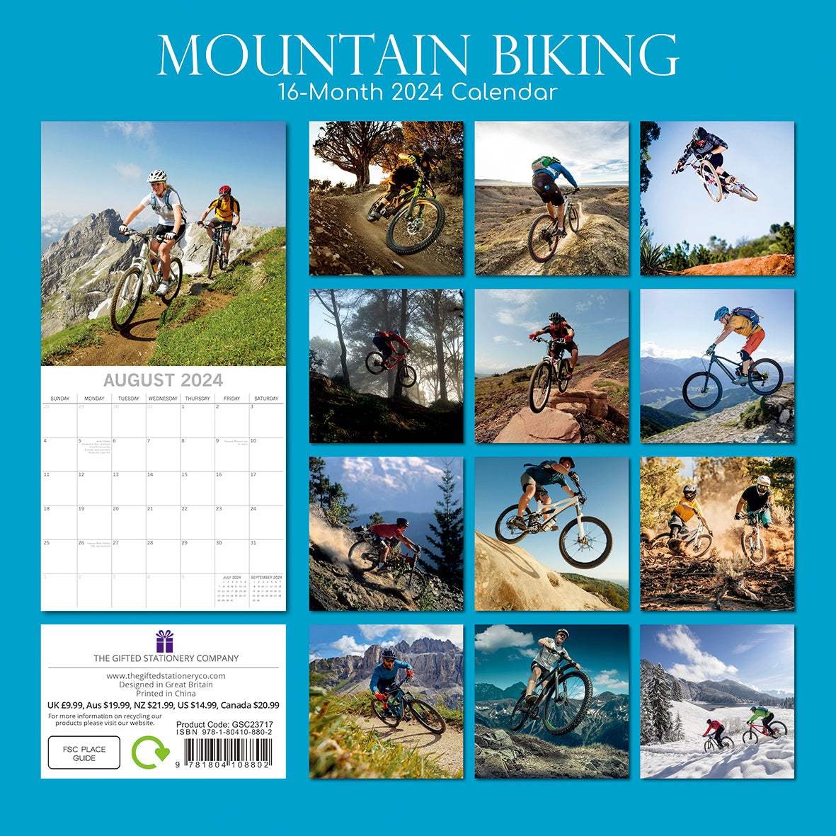 Mountain Biking - 2024 Square Wall Calendar 16 Months Lifestyle Planner New Year