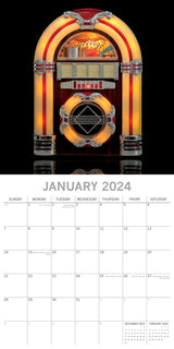 Retro - 2024 Square Wall Calendar 16 Months Lifestyle Planner Xmas New Year Gift - Side View