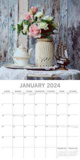 Shabby Chic - 2024 Square Wall Calendar 16 Month Lifestyle Planner New Year Gift