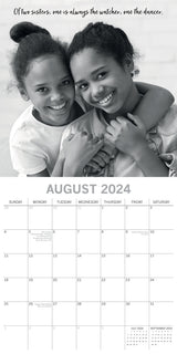 Sisters - 2024 Square Wall Calendar 16 Months Lifestyle Planner New Year Gift - Top-Down View
