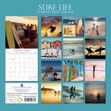 Surf Life - 2024 Square Wall Calendar 16 Months Lifestyle Planner New Year Gift - Front View