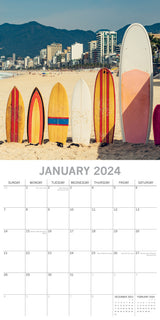 Surf Life - 2024 Square Wall Calendar 16 Months Lifestyle Planner New Year Gift - Side View