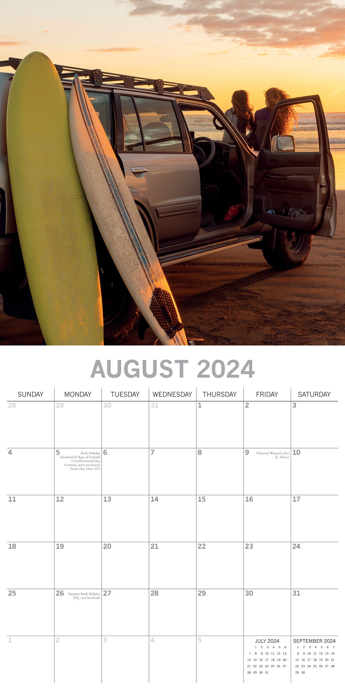 Surf Life - 2024 Square Wall Calendar 16 Months Lifestyle Planner New Year Gift