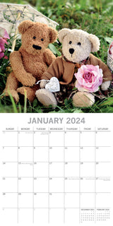 Teddy Bears - 2024 Square Wall Calendar 16 Month Lifestyle Planner New Year Gift - Side View