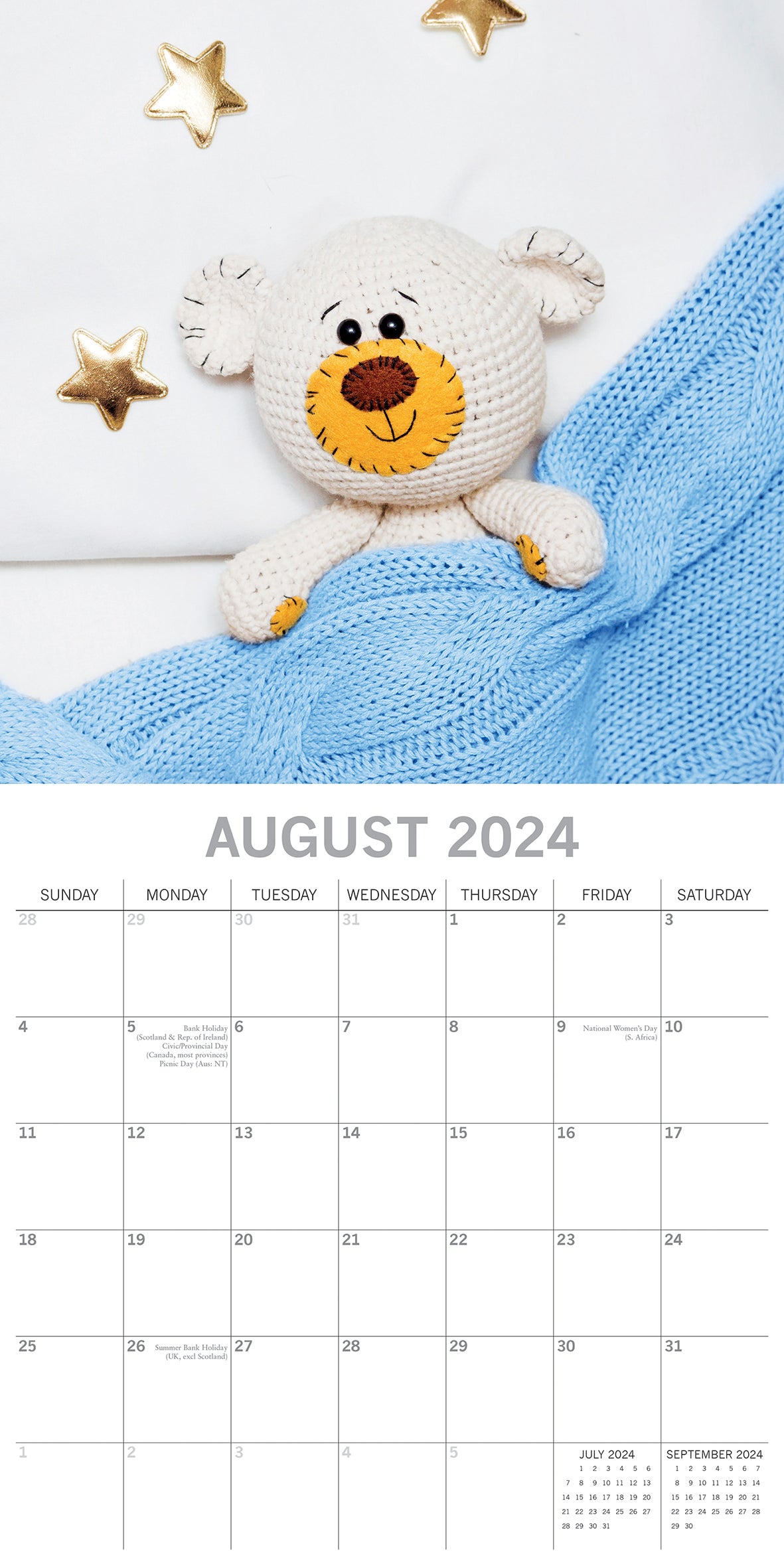 Teddy Bears - 2024 Square Wall Calendar 16 Month Lifestyle Planner New Year Gift
