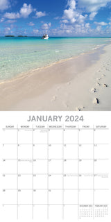 Beaches - 2024 Square Wall Calendar 16 Months Premium Planner Xmas New Year Gift