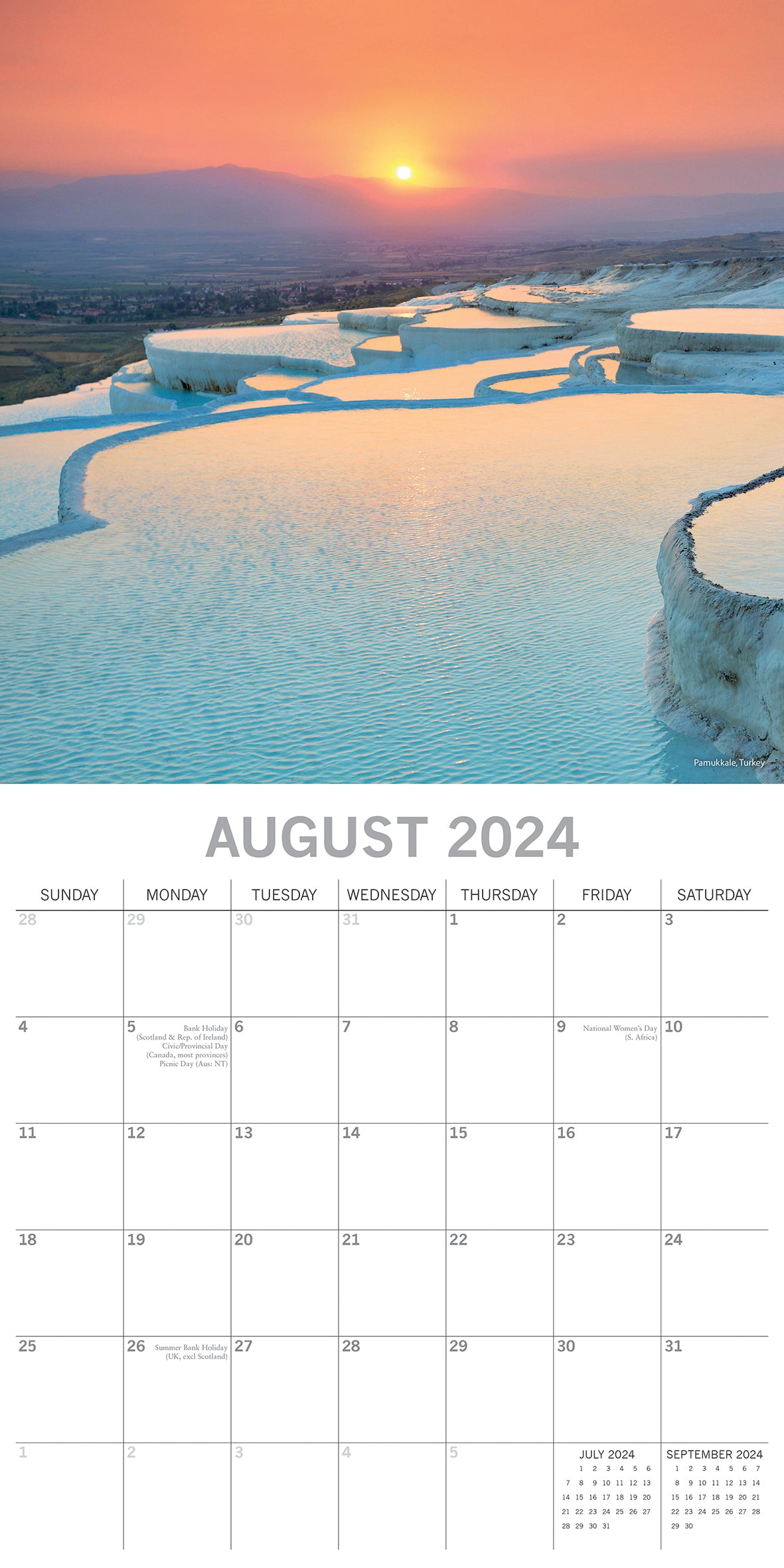 Natural Wonders - 2024 Square Wall Calendar 16 Months Planner Xmas New Year Gift