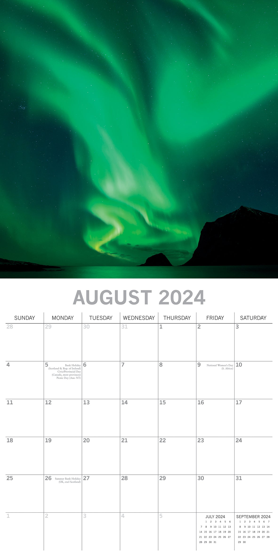 Northern Lights 2024 Square Wall Calendar 16 Month Premium Planner New Year Gift