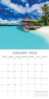 Tropical Escapes - 2024 Square Wall Calendar 16 Months Planner New Year Gift