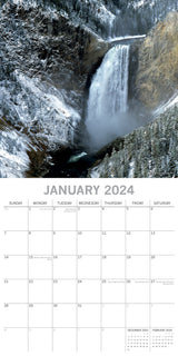 Waterfalls - 2024 Square Wall Calendar 16 Months Planner Christmas New Year Gift - Front View