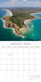 Coastlines of Australia 2024 Square Wall Calendar 16 Month Planner New Year Gift - Top-Down View