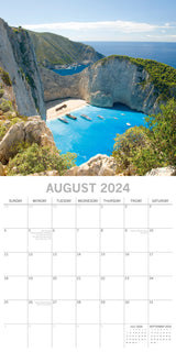 Greek Islands 2024 Square Wall Calendar 16 Month Planner Christmas New Year Gift - Top-Down View