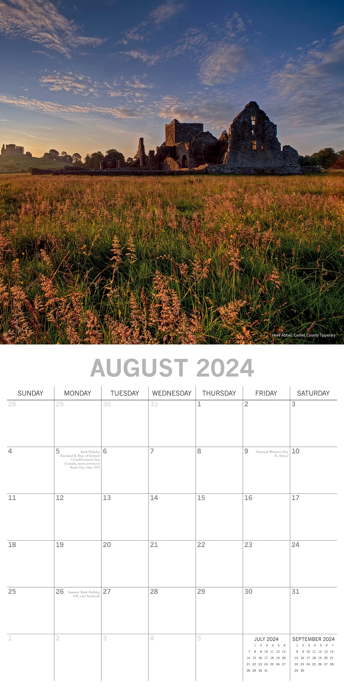 Ireland - 2024 Square Wall Calendar 16 Months Premium Planner Xmas New Year Gift