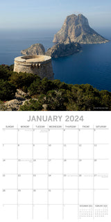 Mediterranean 2024 Square Wall Calendar 16 Month Planner Christmas New Year Gift - Side View