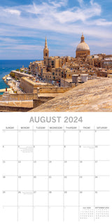 Mediterranean 2024 Square Wall Calendar 16 Month Planner Christmas New Year Gift - Top-Down View