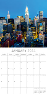 New York - 2024 Square Wall Calendar 16 Month Premium Planner Xmas New Year Gift - Side View