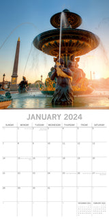 Paris 2024 Square Wall Calendar 16 Month Premium Planner Christmas New Year Gift - Side View