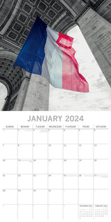 Paris Limelight - 2024 Square Wall Calendar 16 Months Planner Xmas New Year Gift - Side View