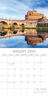 Rome 2024 Square Wall Calendar 16 Months Premium Planner Christmas New Year Gift - Top-Down View