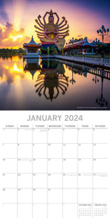 Thailand - 2024 Square Wall Calendar 16 Month Premium Planner Xmas New Year Gift - Side View