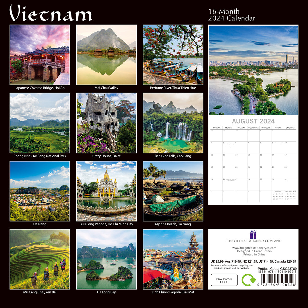 Vietnam - 2024 Square Wall Calendar 16 Months Premium Planner Xmas New Year Gift