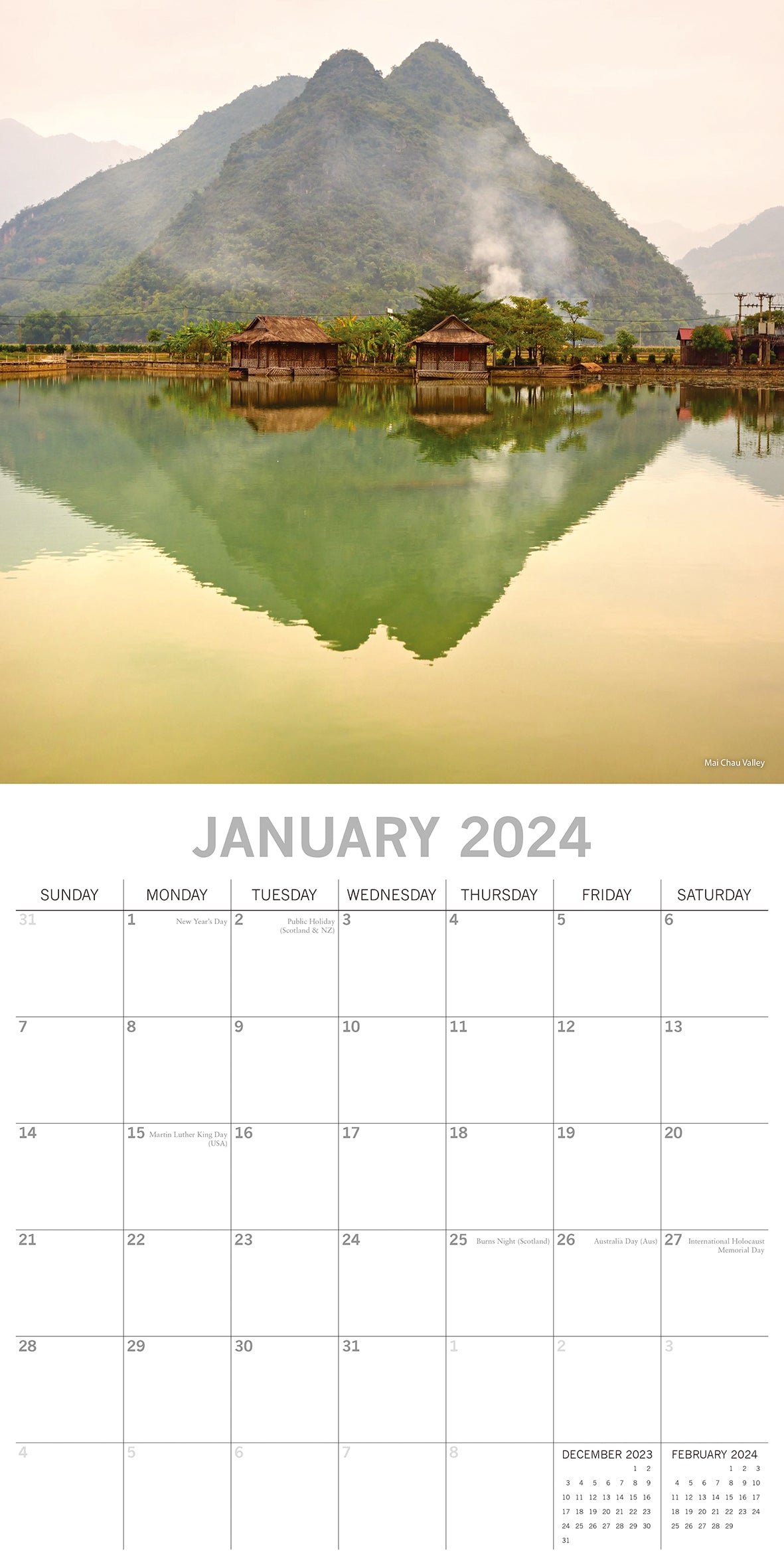 Vietnam - 2024 Square Wall Calendar 16 Months Premium Planner Xmas New Year Gift
